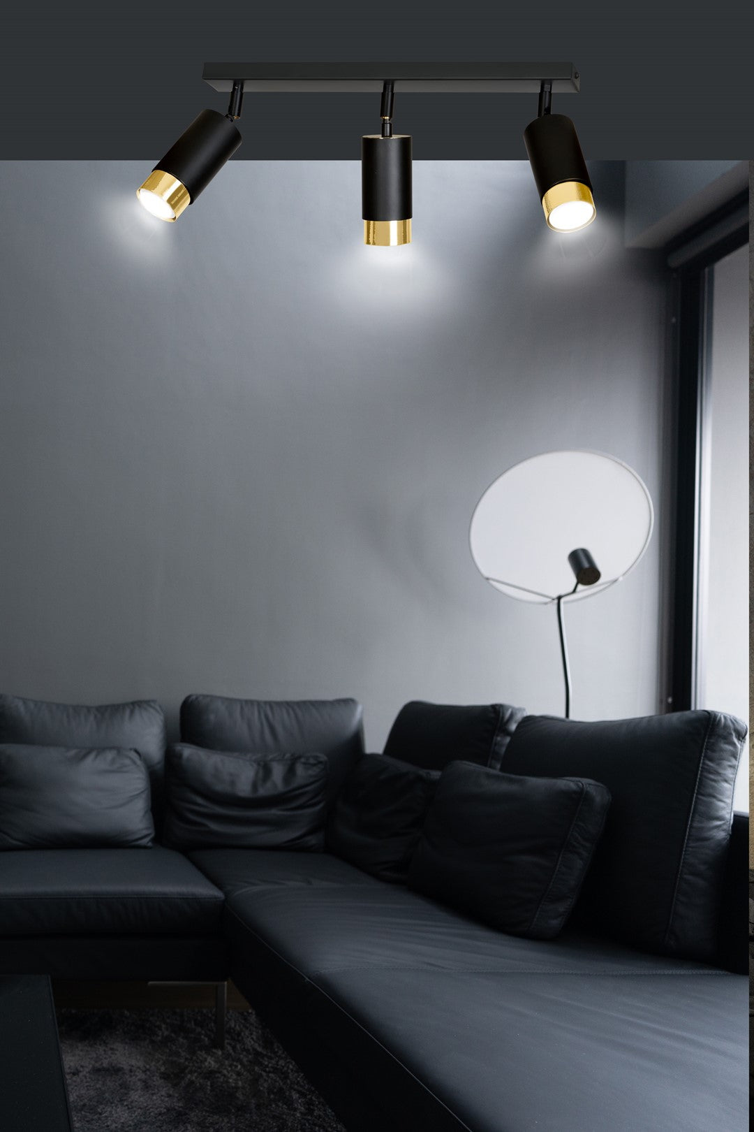 Hiro 3-light ceiling lamp black and gold