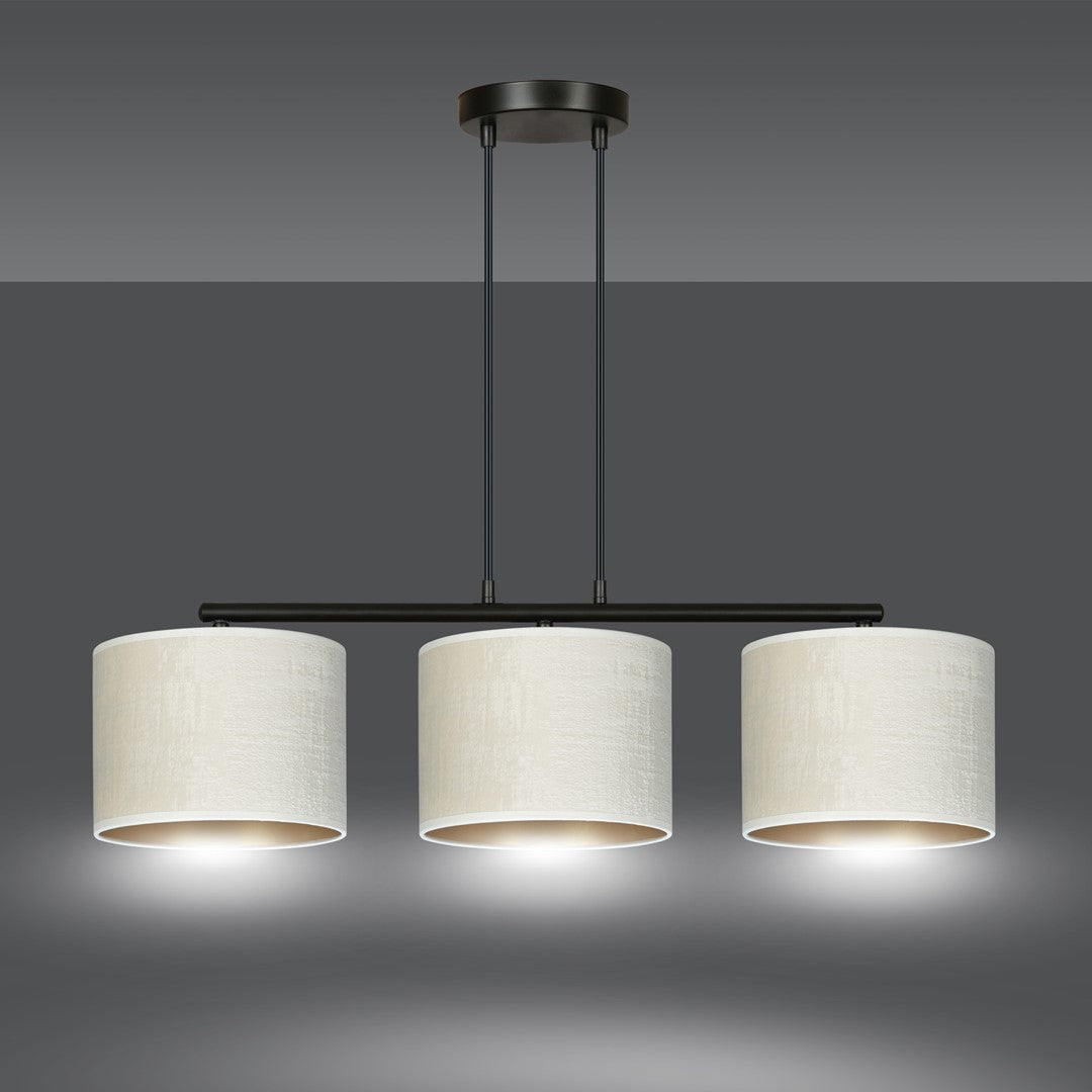 Hilde 3-light black and white pendant light