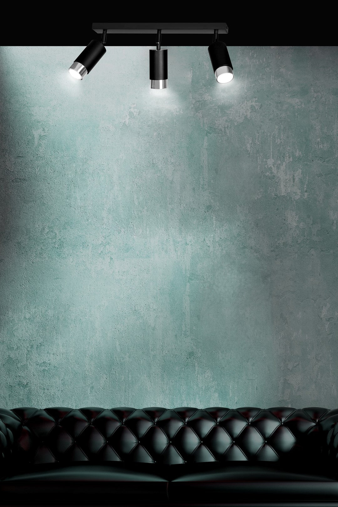 Hiro 3-light ceiling light, black and chrome