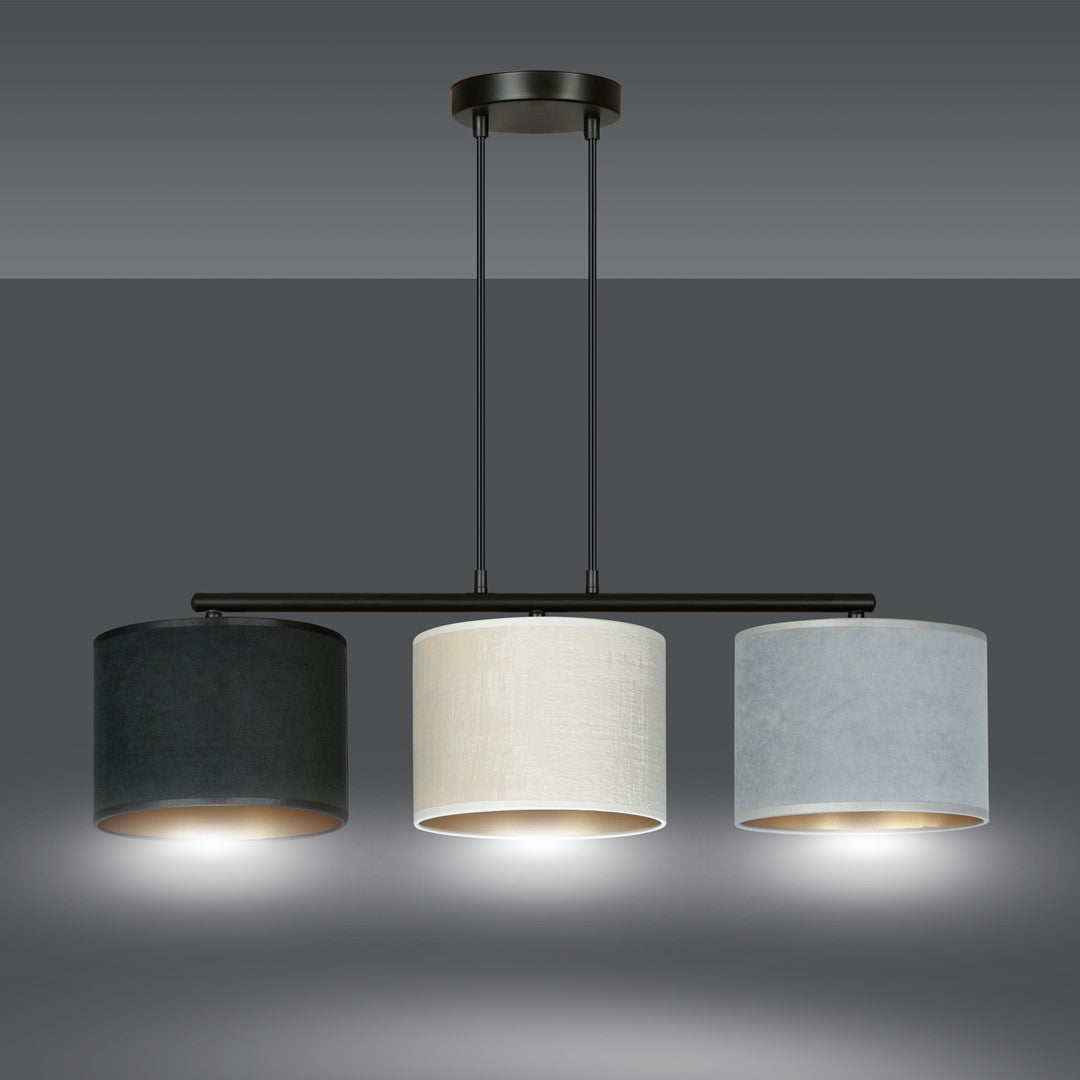 Hilde 3-light pendant, black, mix
