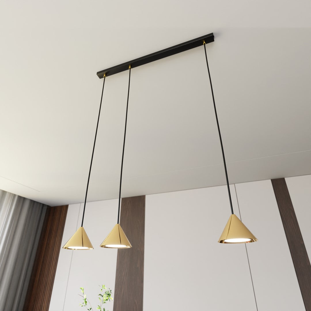 Elit 3-light pendant lamp, black and gold