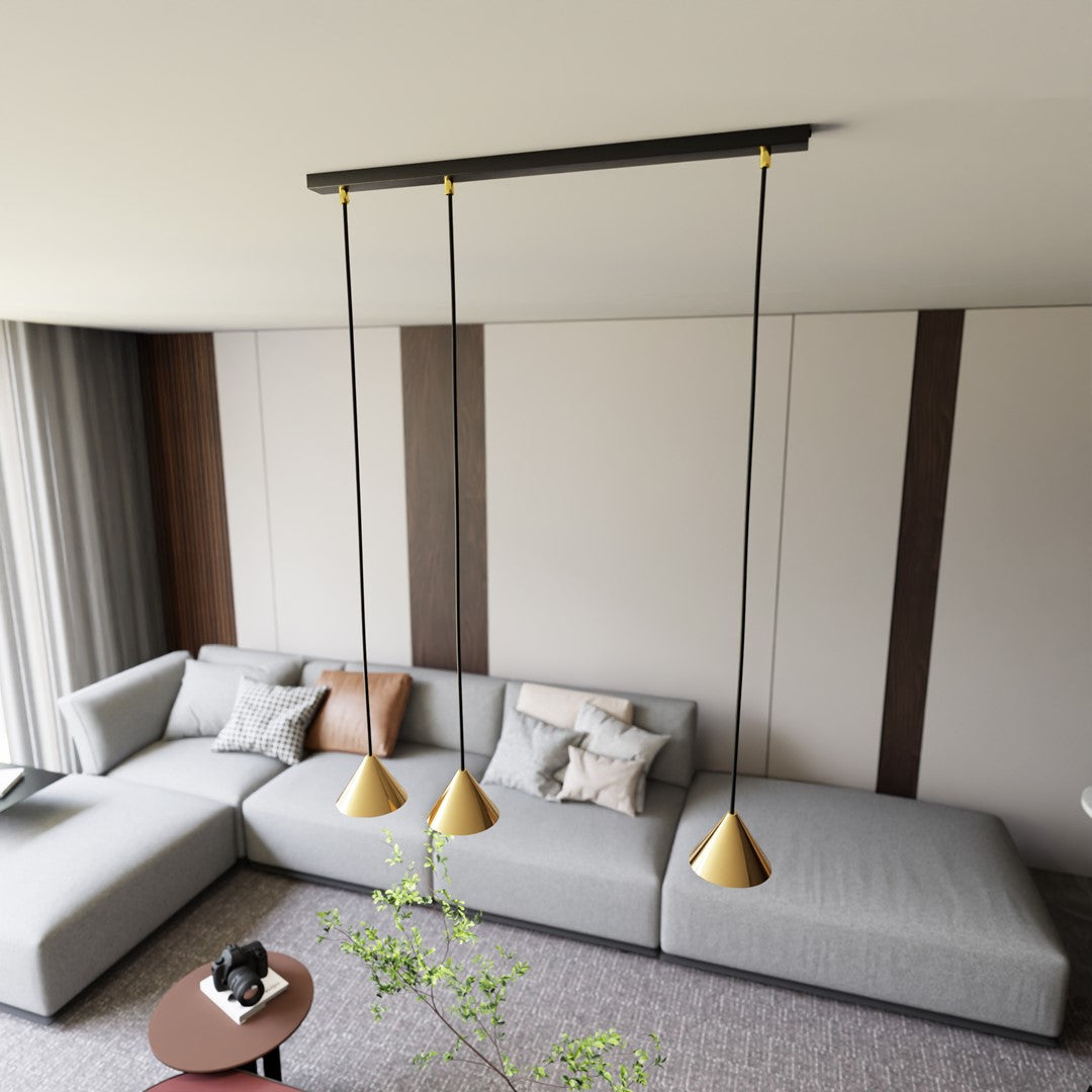 Elit 3-light pendant lamp, black and gold