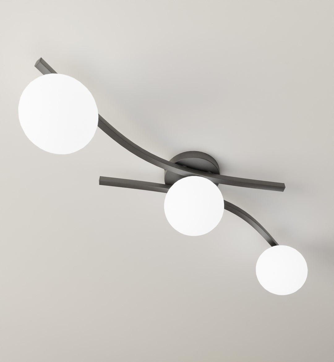 Opus 3-light ceiling light, white, opal glass