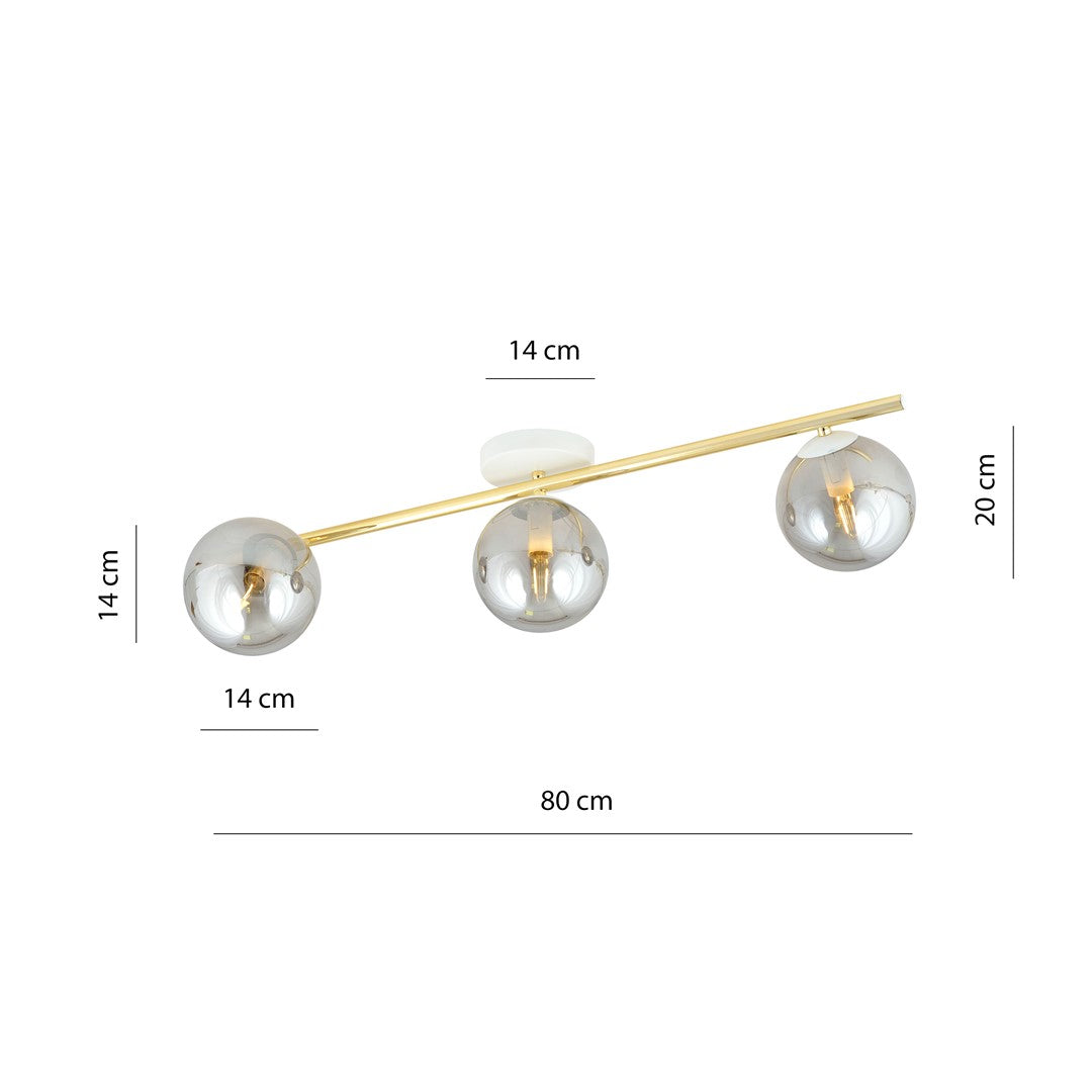 Splendi 3-light ceiling lamp white, graphite glass