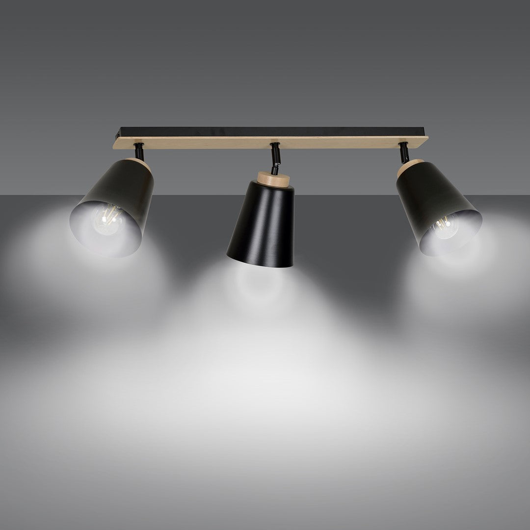 3-light black Atlas spotlight