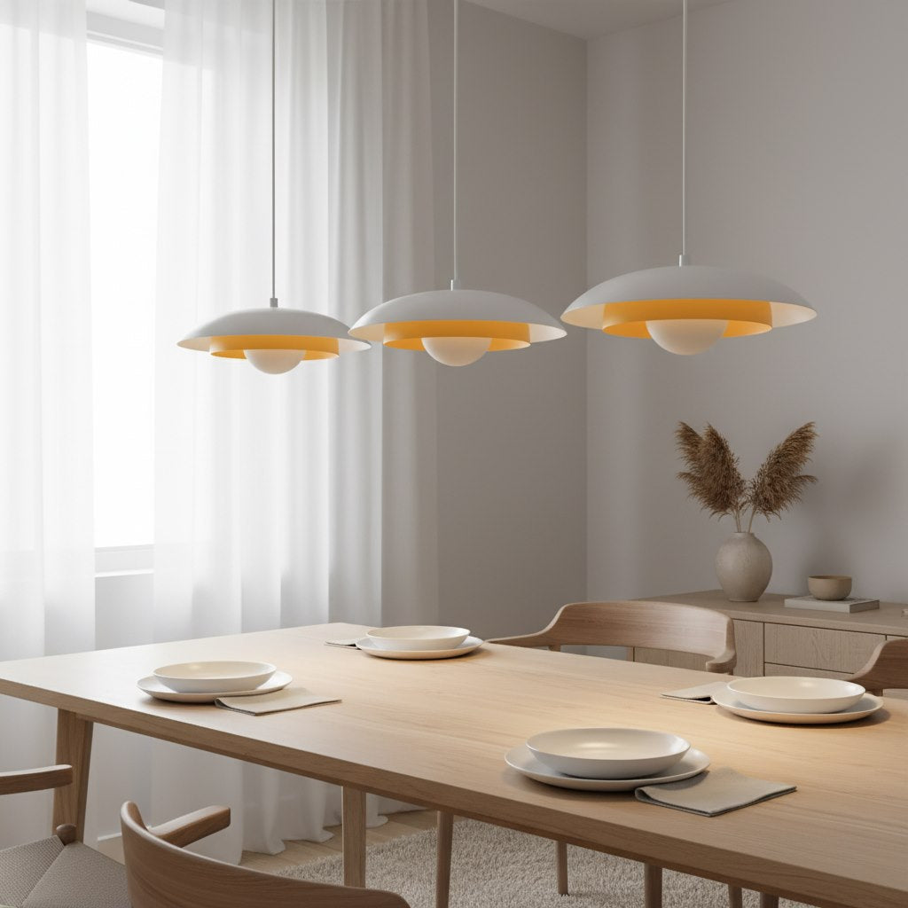 Skin 3-light pendant lamp, white and orange