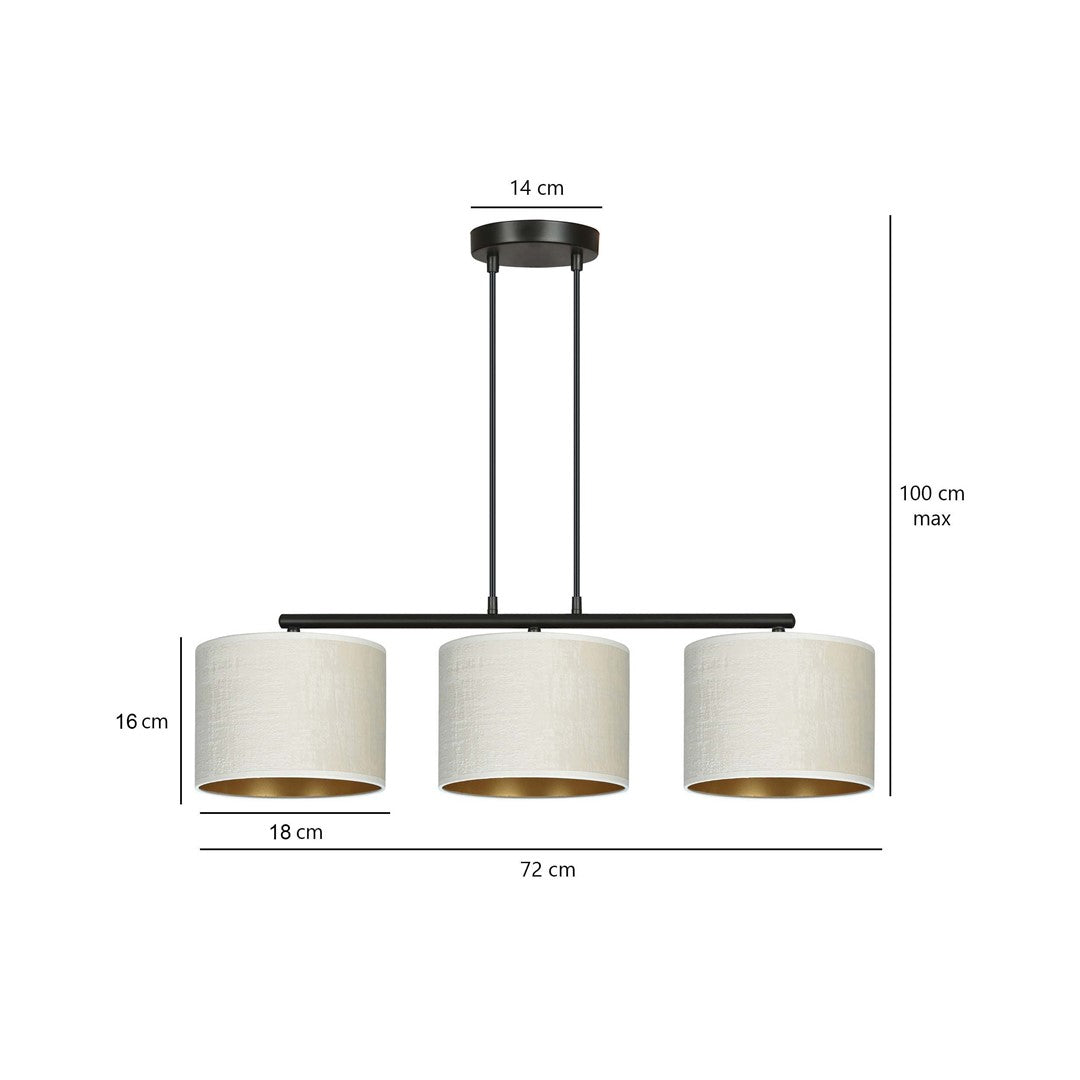 Hilde 3-light black and white pendant light