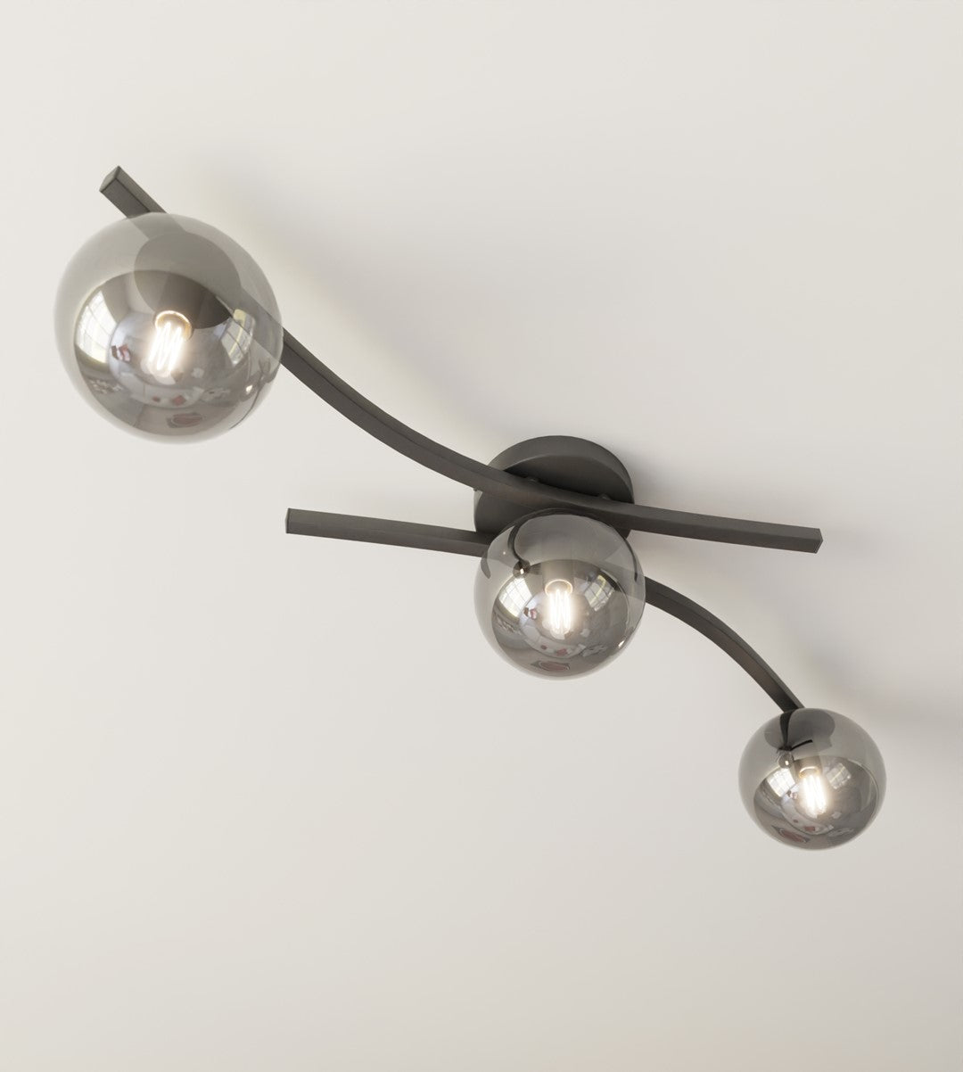 Opus 3-light ceiling light, black, graphite glass