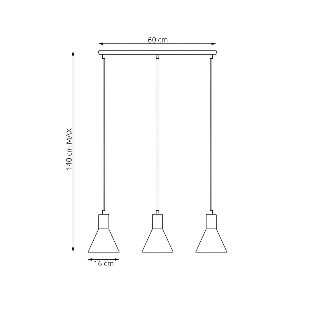 Rosa 3-light black pendant lamp