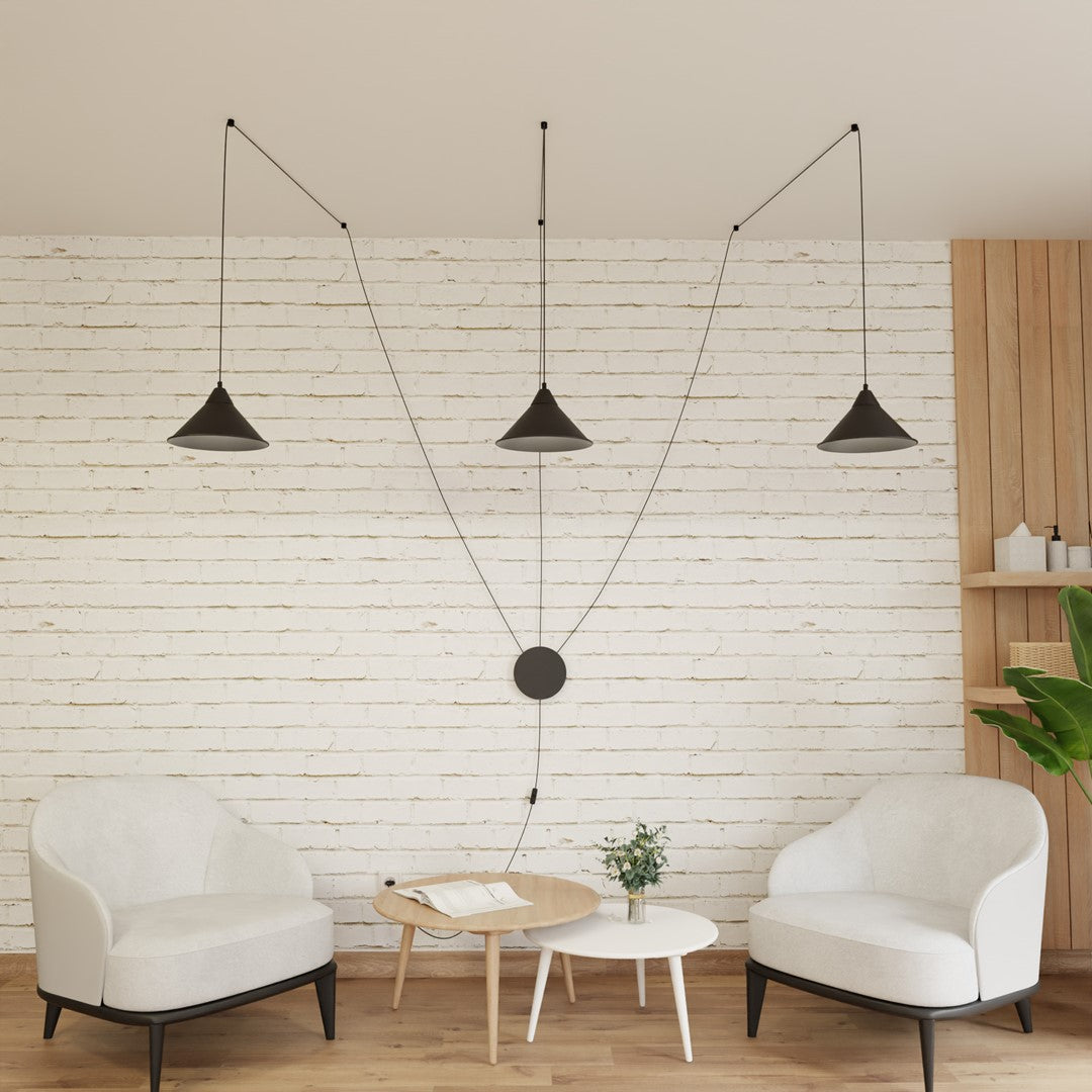 Abramo 3-light black pendant light