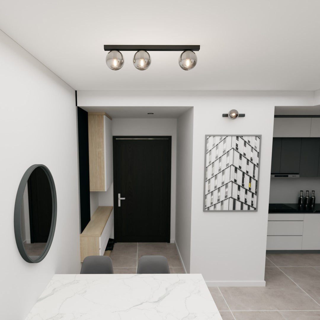 Fit 3-light ceiling light black, graphite glass