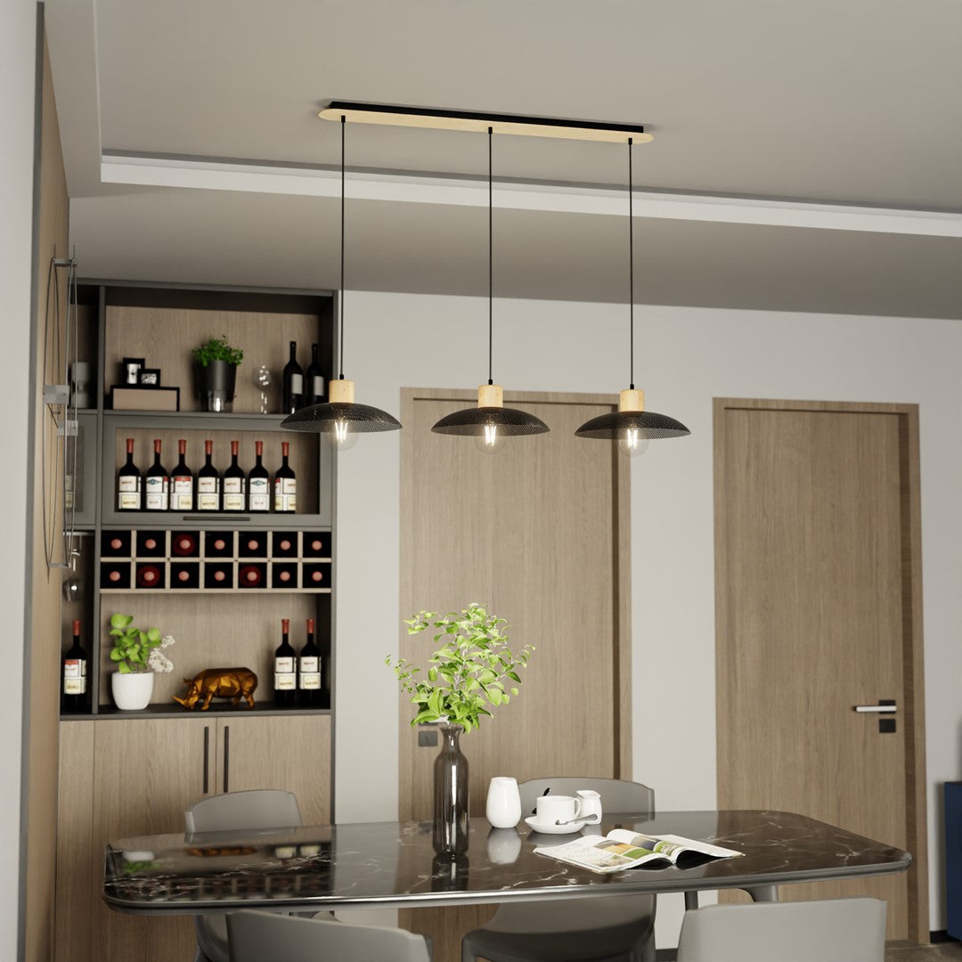 Kobe 3-light black pendant light