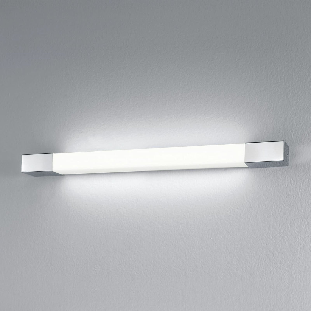 Applique murale LED DLS Supreme en acier, hauteur 4,2 cm, IP44, acier inoxydable poli, 3000 K, 14 W