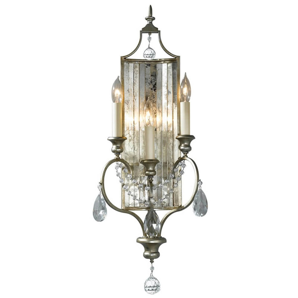 Applique murale Gianna en cristal, argent et transparent, 3 lumières, hauteur 69,2 cm