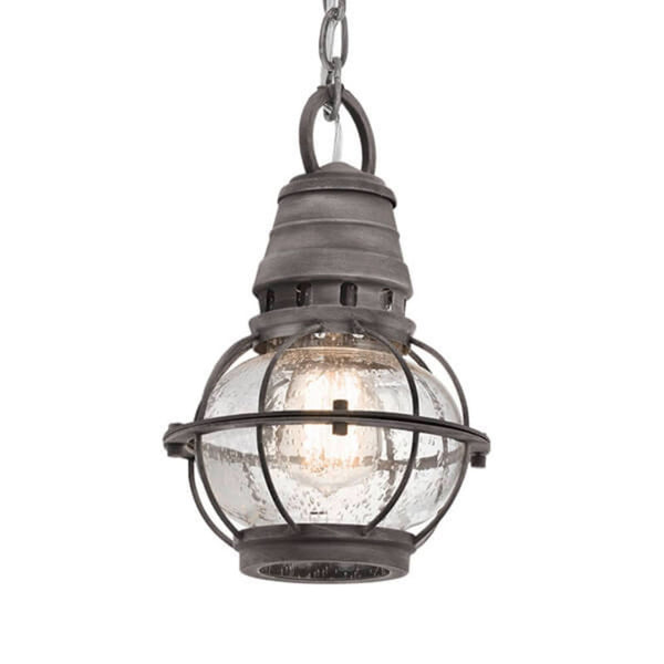 Suspension d'extérieur Style en verre, zinc et transparent, Ø 17,8 cm, IP44