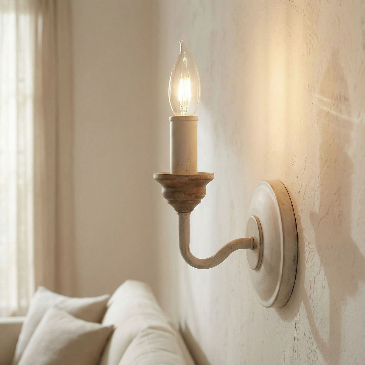 Applique murale Hartsville en métal, blanc et marron, hauteur 19,4 cm