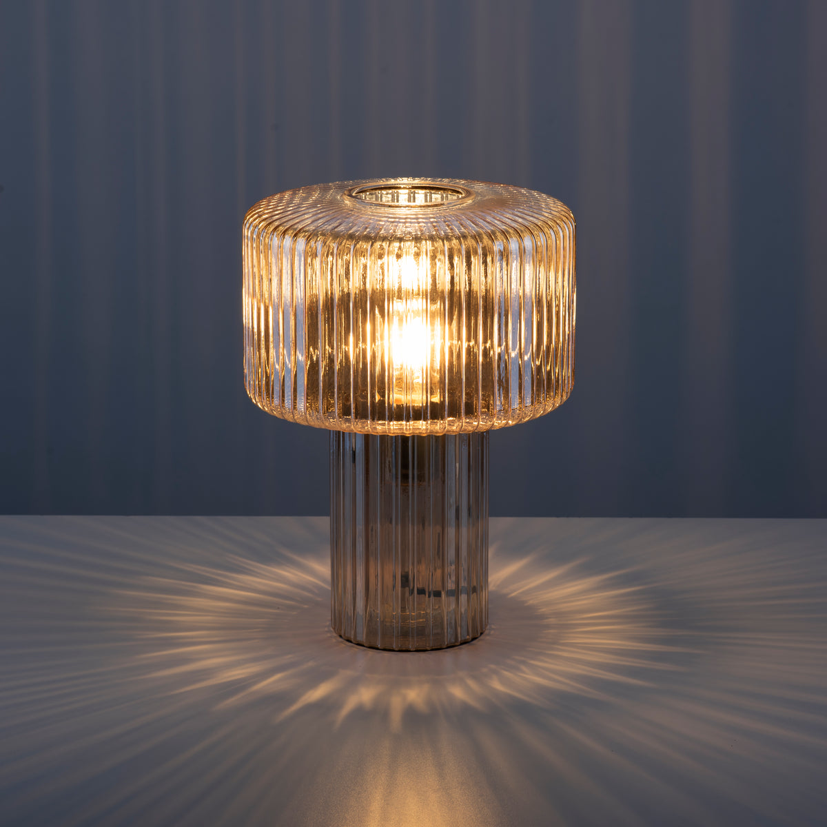 Lampe à poser Fungus ambrée, verre