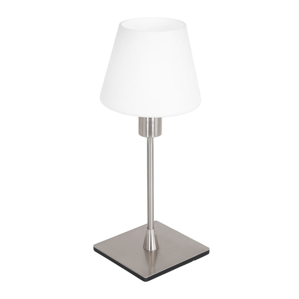 Ancilla 3100ST steel touch-controlled on/off table lamp with white opal glass
