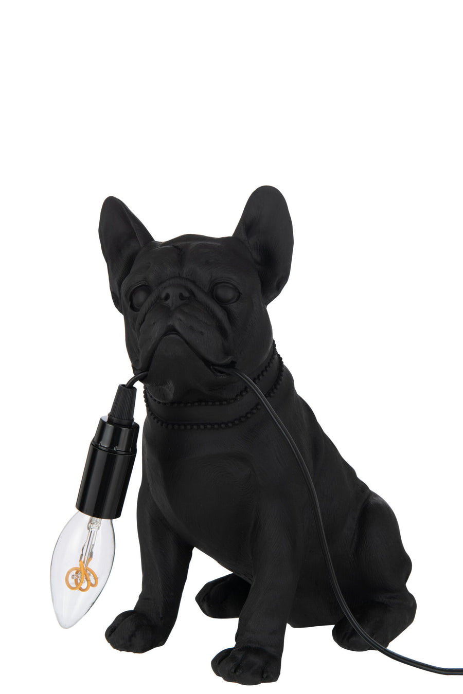Lampe à poser bouledogue en polyrésine noire