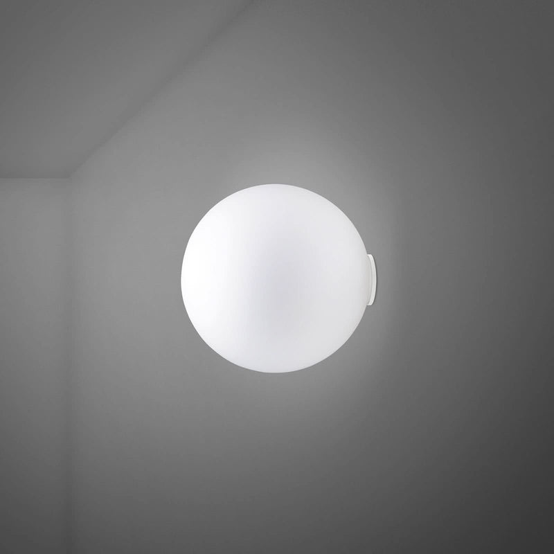 Applique murale Lumi Sfera en verre, blanc, Ø 20 cm, IP44