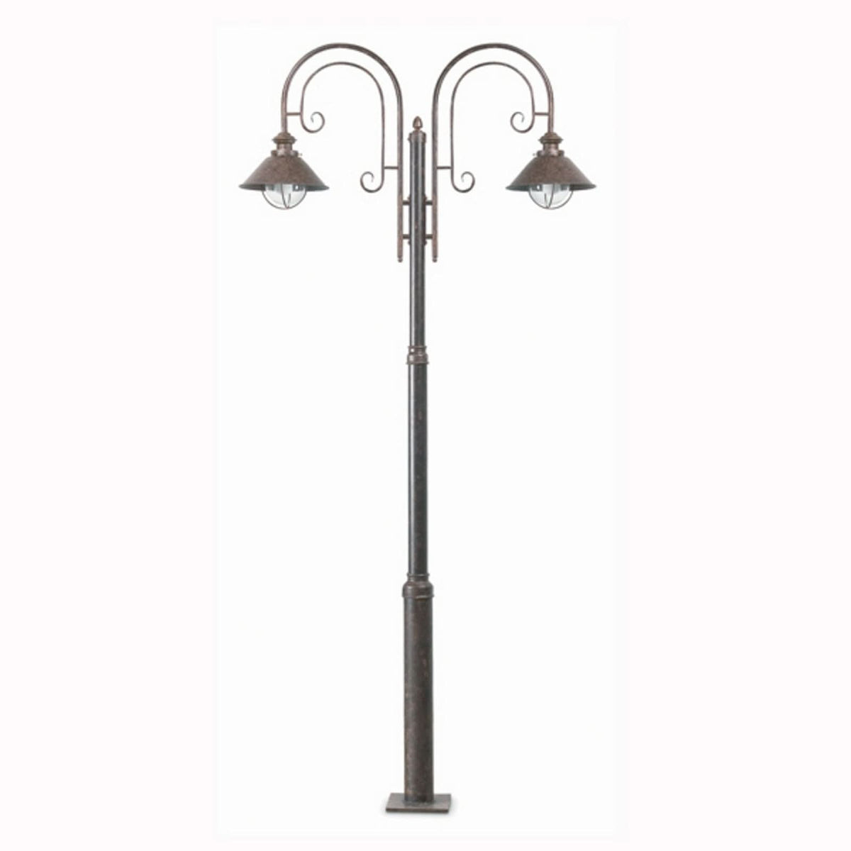 Lampadaire d'extérieur Magnifique Nautica en verre, marron et transparent, 2 lumières, hauteur 225 cm
