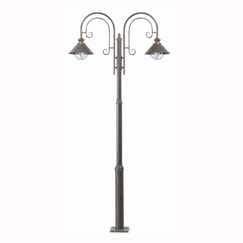 Lampadaire d'extérieur Magnifique Nautica en verre, marron et transparent, 2 lumières, hauteur 225 cm