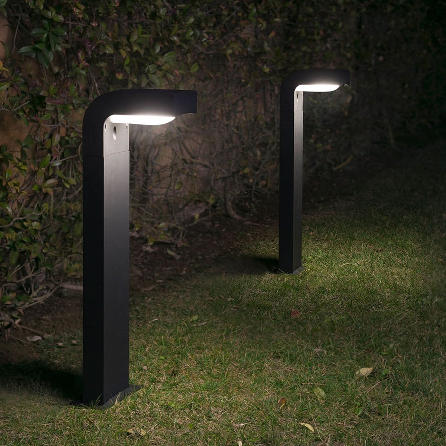 Borne lumineuse d'extérieur Klamp en aluminium, gris foncé et blanc, hauteur 66 cm, IP44