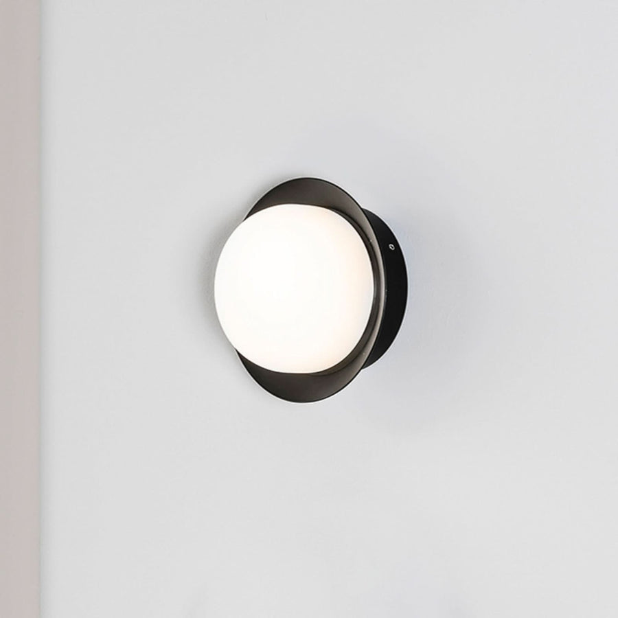 Applique murale LED May IP44 en verre, noir et blanc, Ø 12 cm, IP44
