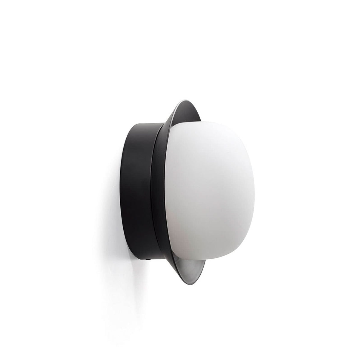 Applique murale LED May IP44 en verre, noir et blanc, Ø 12 cm, IP44