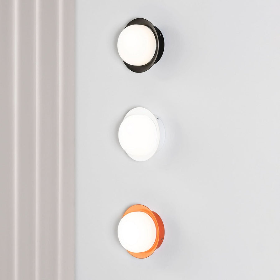 Applique murale LED May IP44 en verre, noir et blanc, Ø 12 cm, IP44