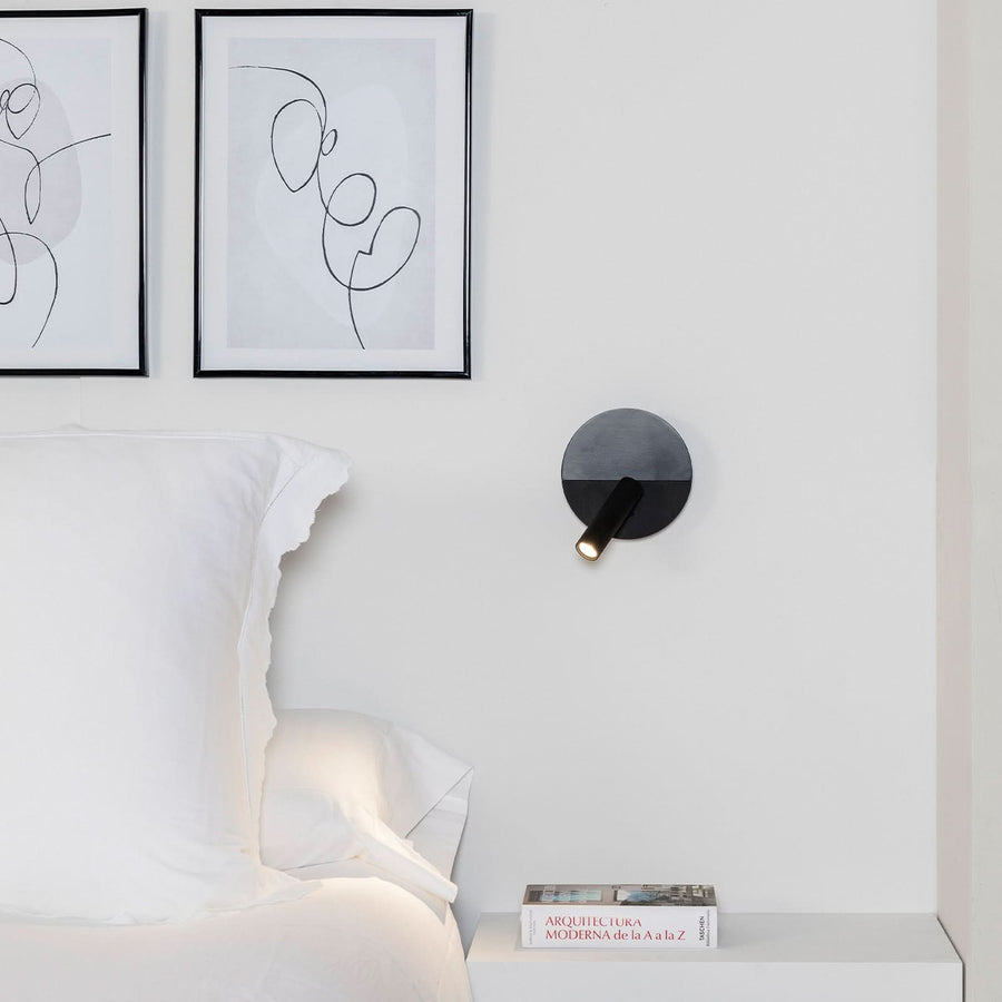 Applique murale LED Duas en verre, noir, Ø 14,4 cm
