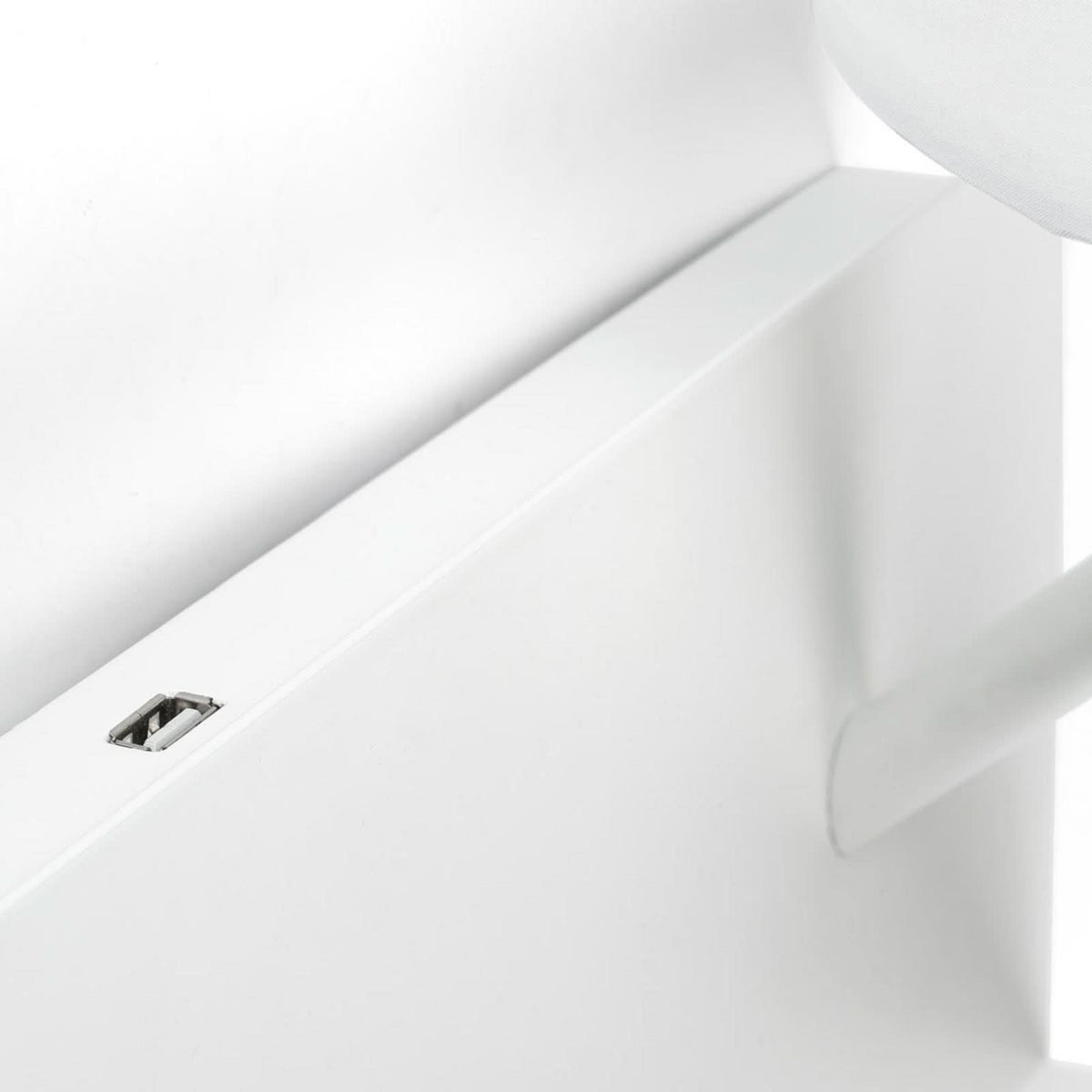 Applique murale Handy en tissu, blanc, 2 lumières, hauteur 55,5 cm