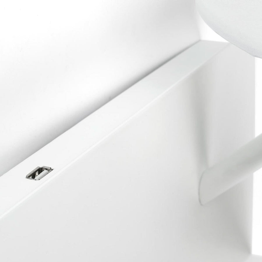 Applique murale Handy en tissu, blanc, 2 lumières, hauteur 55,5 cm