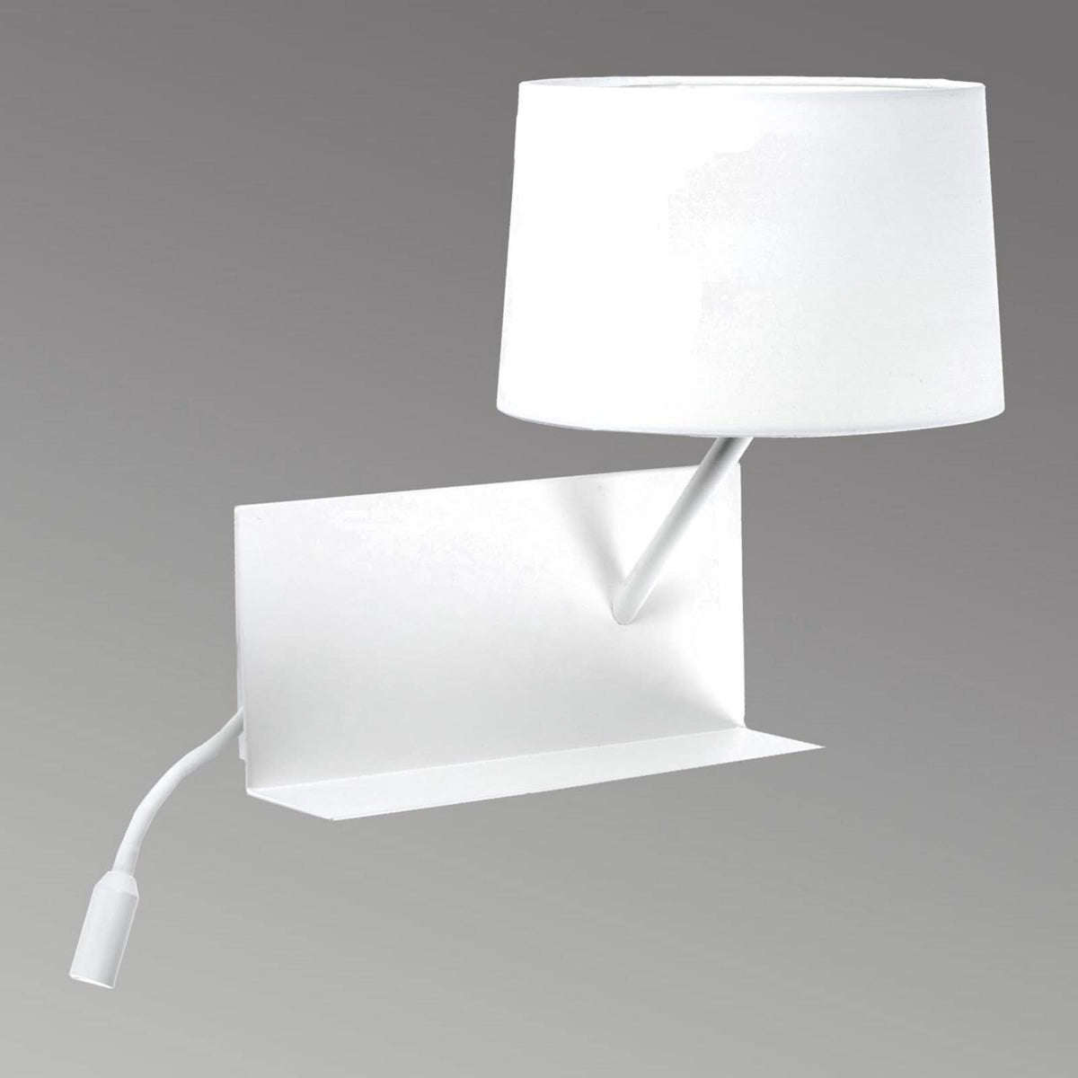 Applique murale Handy en tissu, blanc, 2 lumières, hauteur 55,5 cm