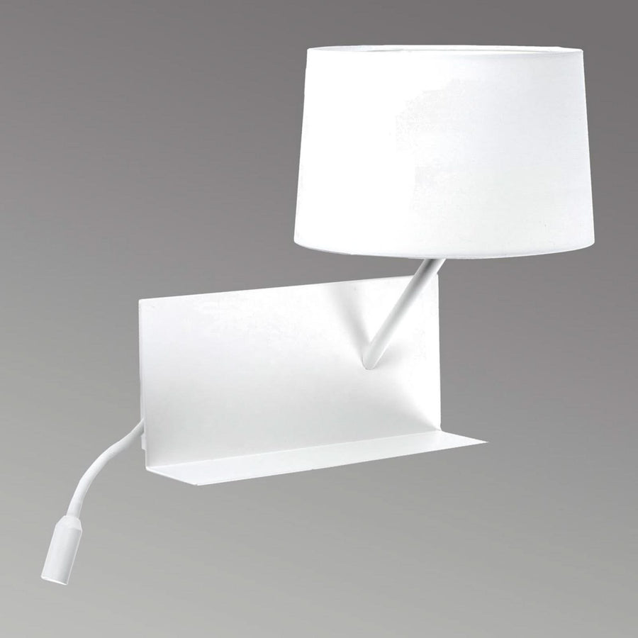 Applique murale Handy en tissu, blanc, 2 lumières, hauteur 55,5 cm