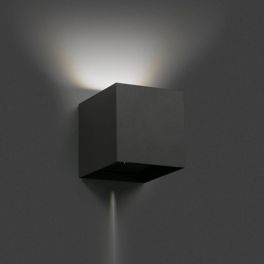 Applique d'extérieur LED Olan en verre, gris foncé, hauteur 16,5 cm, IP54