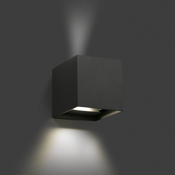Applique d'extérieur LED Olan en verre, gris foncé, hauteur 16,5 cm, IP54