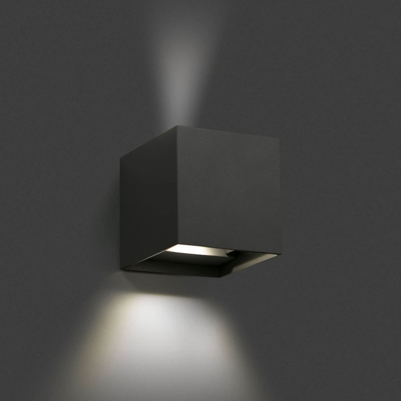 Applique d'extérieur LED Olan en verre, gris foncé, hauteur 16,5 cm, IP54