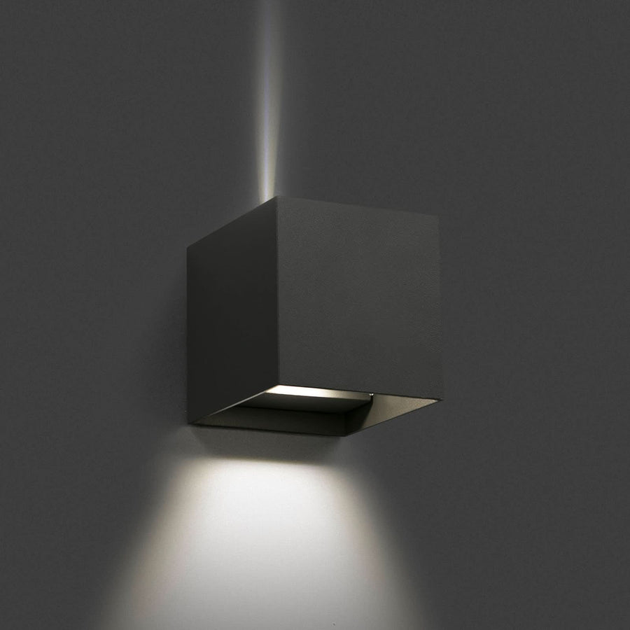 Applique d'extérieur LED Olan en verre, gris foncé, hauteur 16,5 cm, IP54