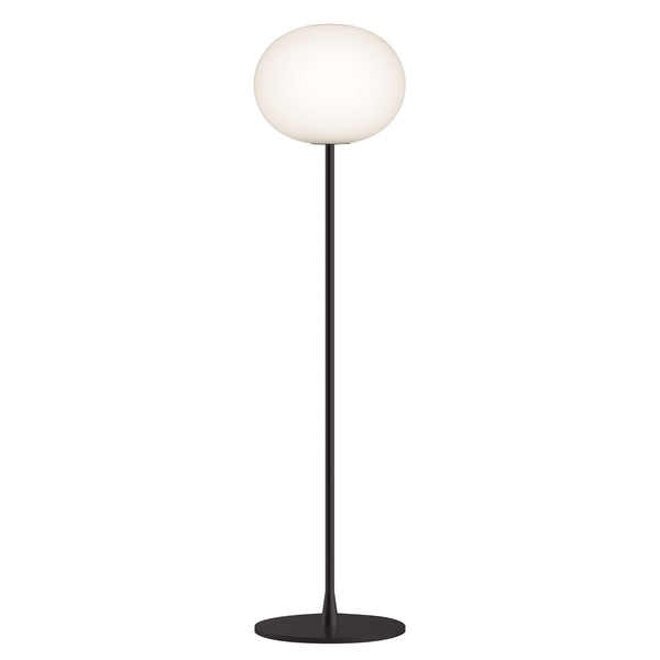 Lampadaire Glo-Ball F1 en verre, noir et blanc, hauteur 135 cm