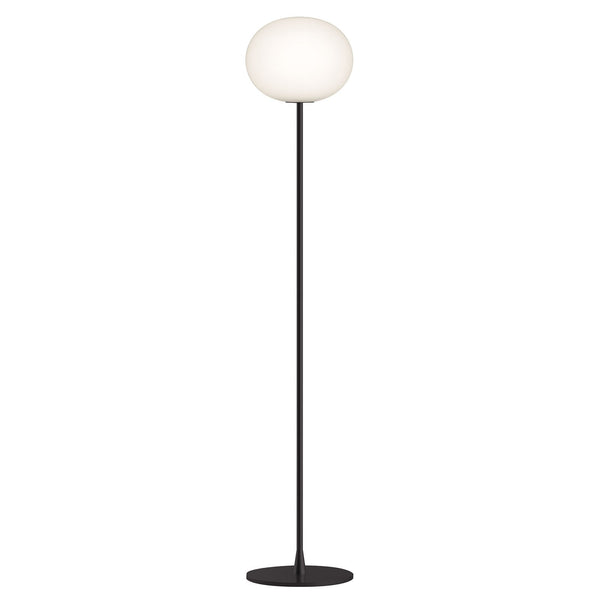 Lampadaire Glo-Ball F2 en verre, noir et blanc, hauteur 175 cm