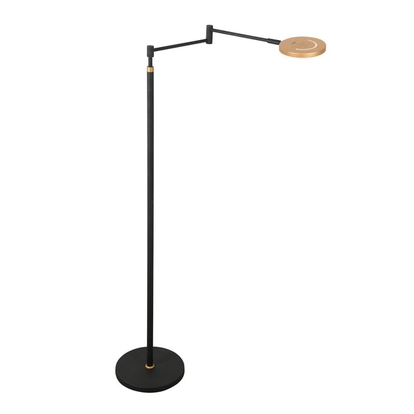 Soleil 3515GO black floor lamp with gold details – rechargeable battery and adjustable arm
