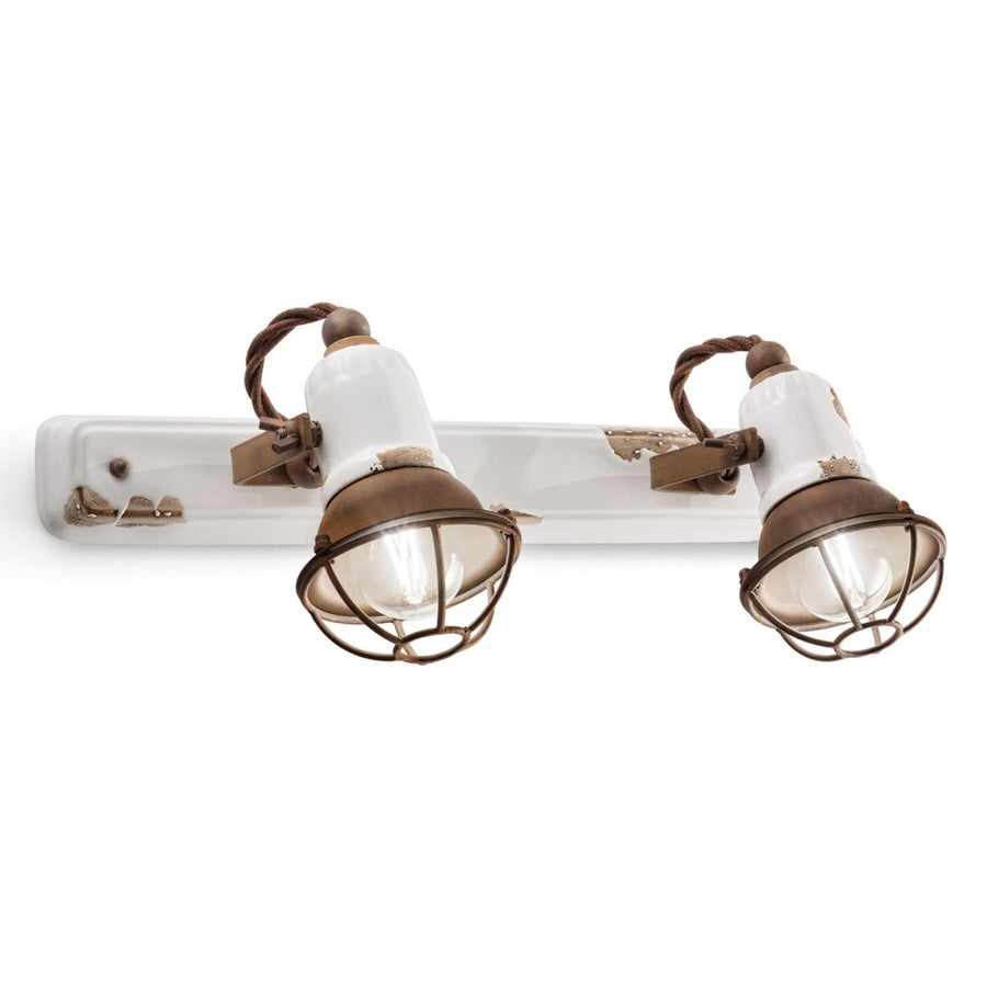 Applique murale C1676/1 en céramique, rouille, 2 lumières, hauteur 18 cm