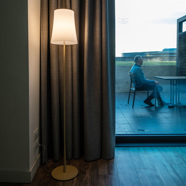 Lampadaire Birdie Easy en métal, jaune et blanc, hauteur 150 cm