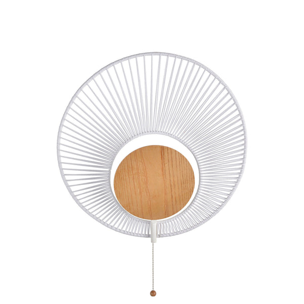 Applique murale Oyster en coton, blanc et bois, Ø 40 cm