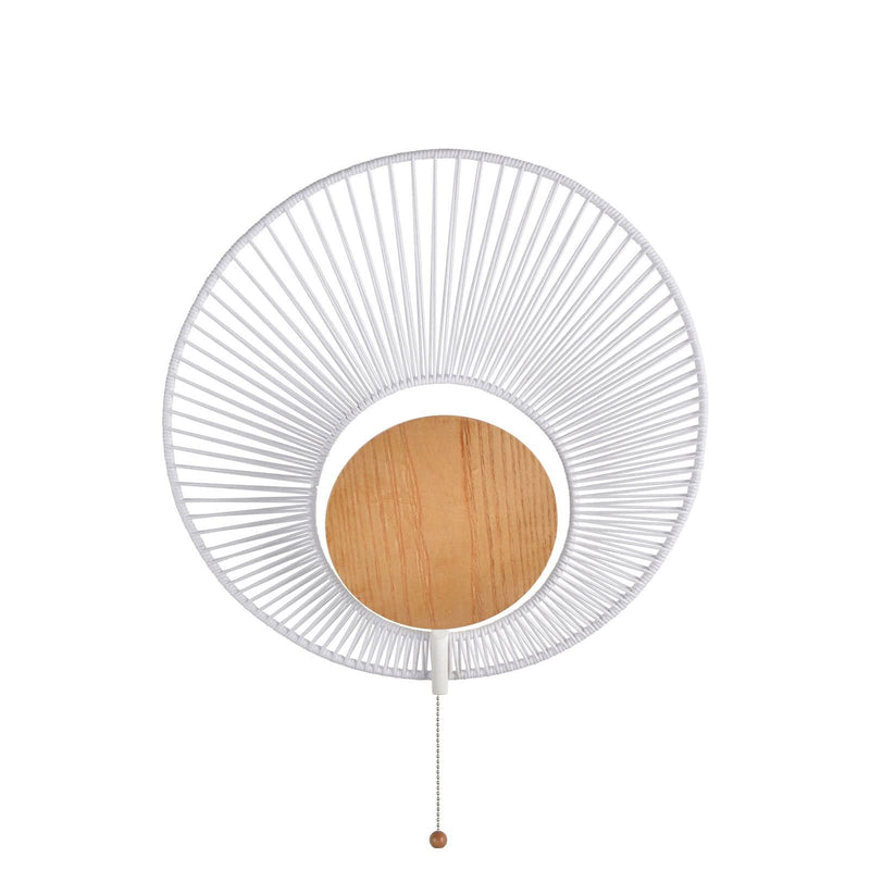 Applique murale Oyster en coton, blanc et bois, Ø 40 cm