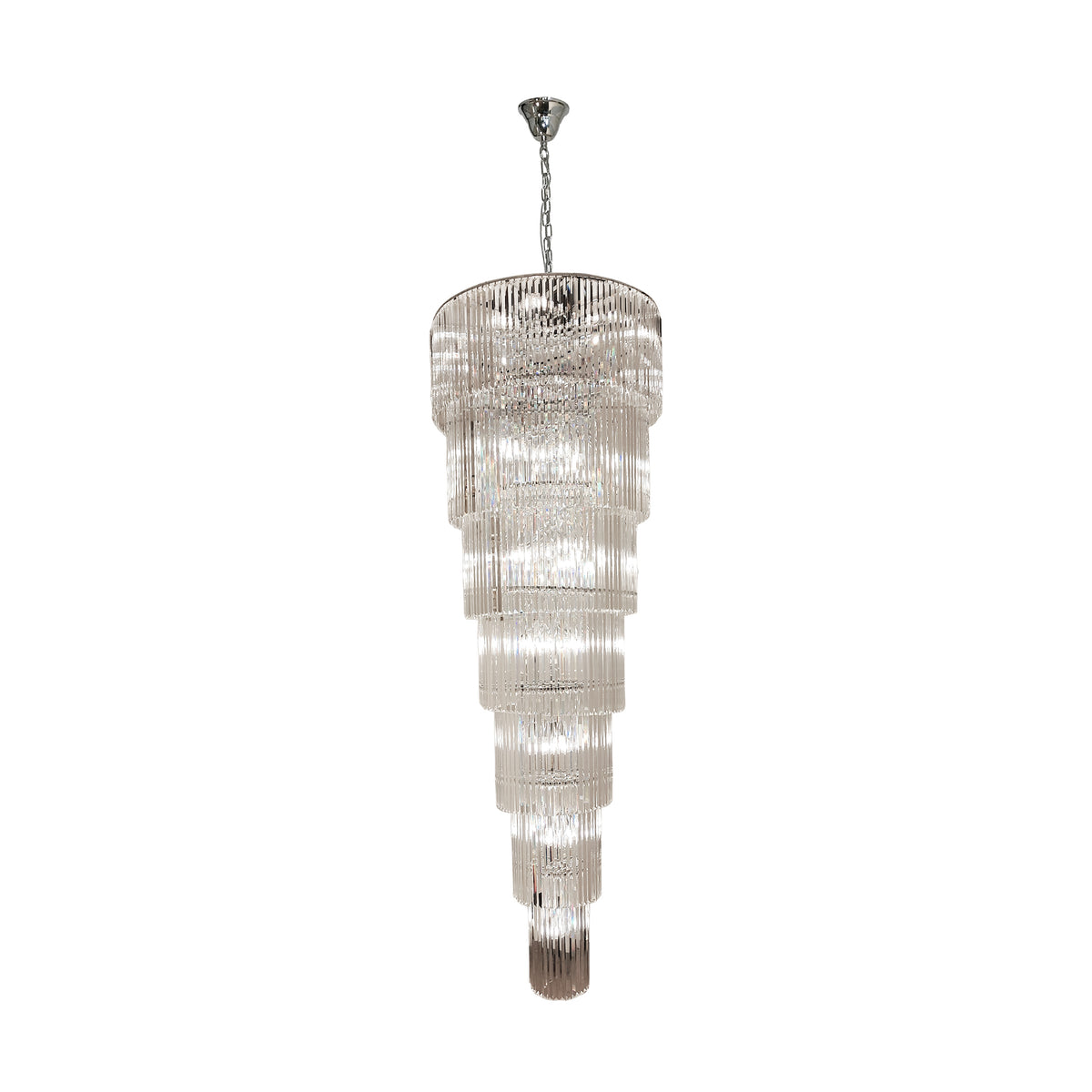 Suspension Luxe chromée, verre, L 100 cm