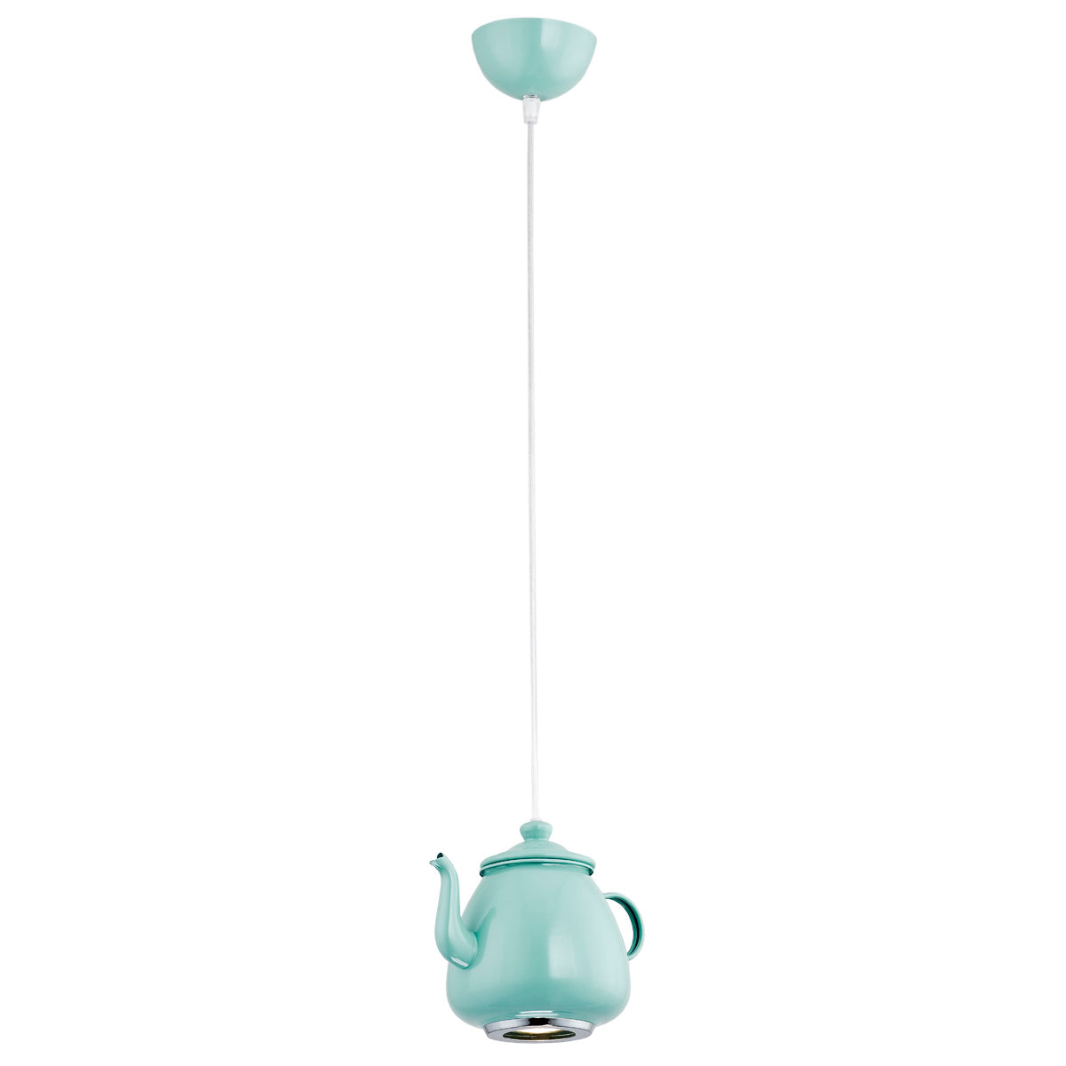 Coloris bleu menthe de la suspension théière, vue d'ensemble sur fond blanc
