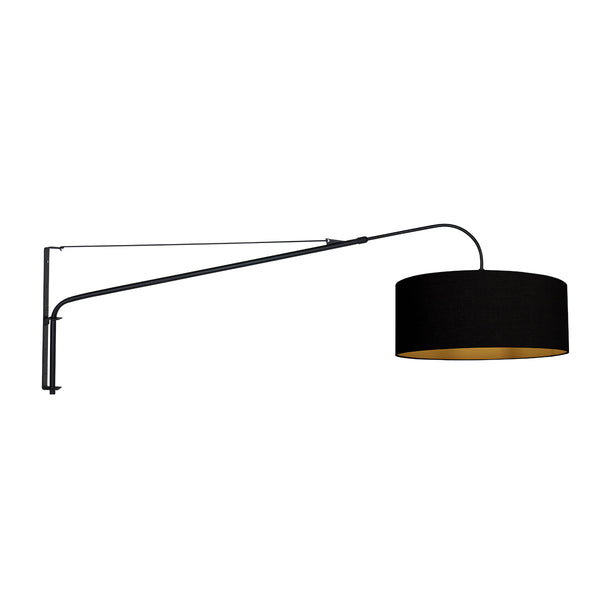 Elegant Classy 3958ZW black wall lamp with black linen lampshade