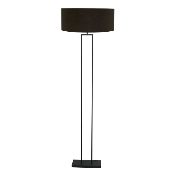 Stang 3962ZW black floor lamp with E27 socket and black linen lampshade with a gold interior